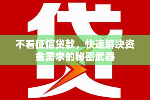 宁波不看征信贷款，快速解决资金需求的秘密武器